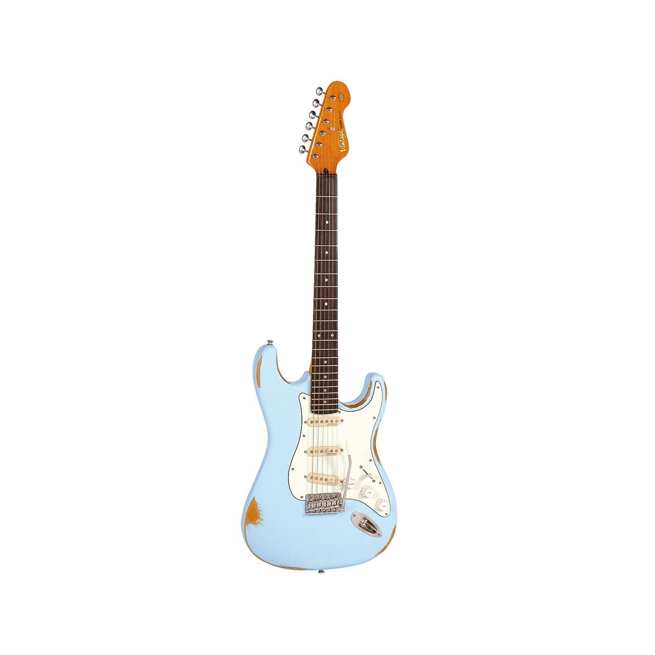 V6MRLB Icon-Serie E-Gitarre in Distresse Laguna Blue