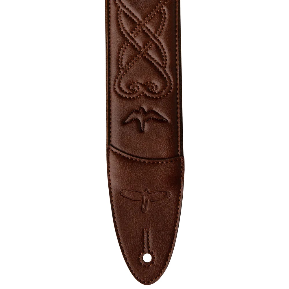 2.4" Padded Guitar Strap w/RAS, Custom Leather (Faux) Birds, Sanguine