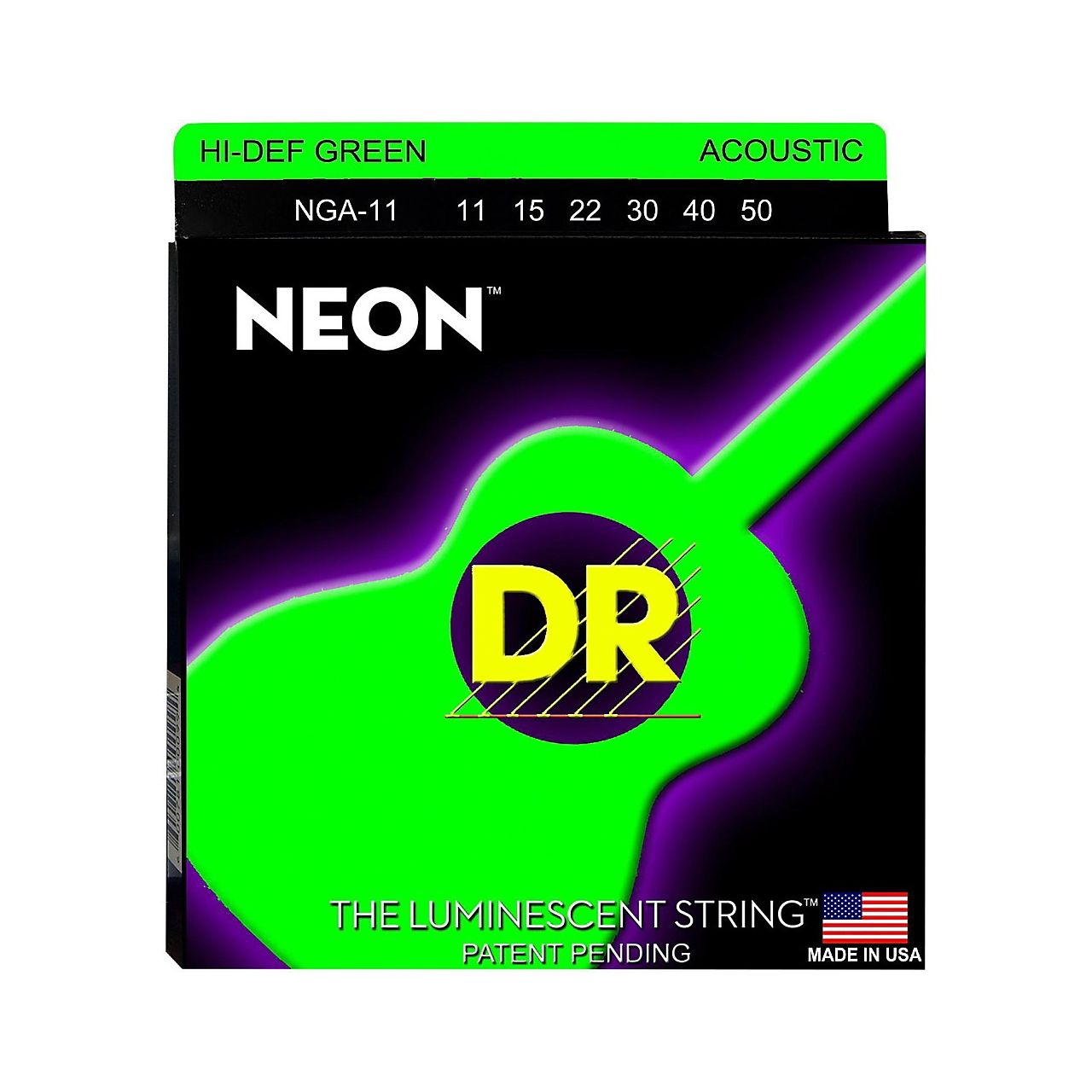 HiDef Green Neon Acoustic  011''/050''