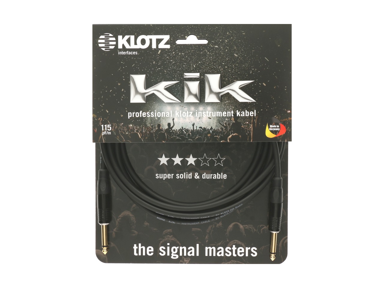 KiK Pro Kabel, gerade/gerade, vergoldet - 3m