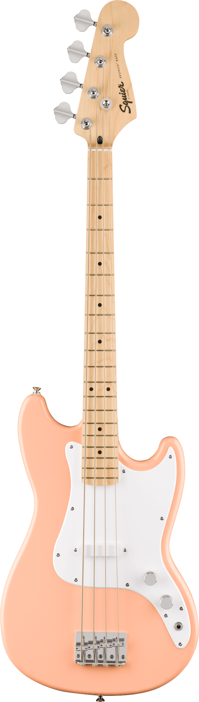 FSR Squier Sonic® Bronco® Bass, Maple Fingerboard, White Pickguard, Shell Pink