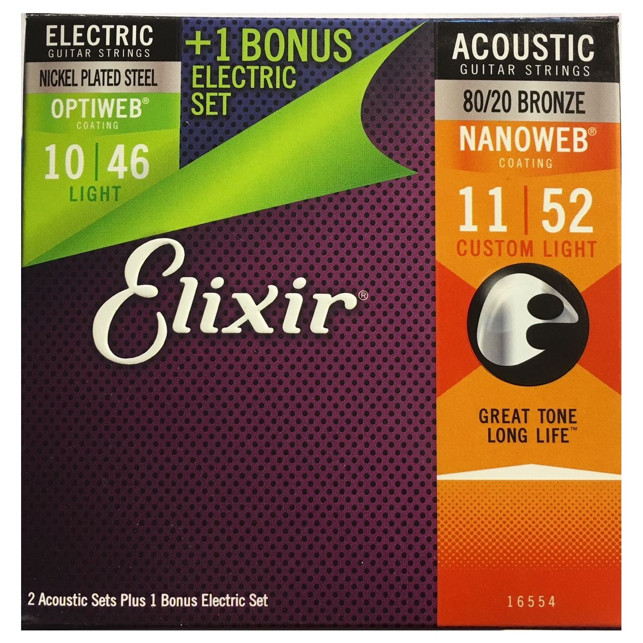 16554 3er Pack (2 x Nanoweb Bronze Acoustic 11-52 + 1 x Optiweb Electric 10-46)