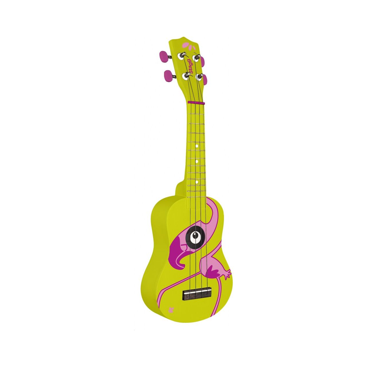 UZH-FLAMINGO Traditionelle Sopran-Ukulele m. "Flamingo" Abbildung