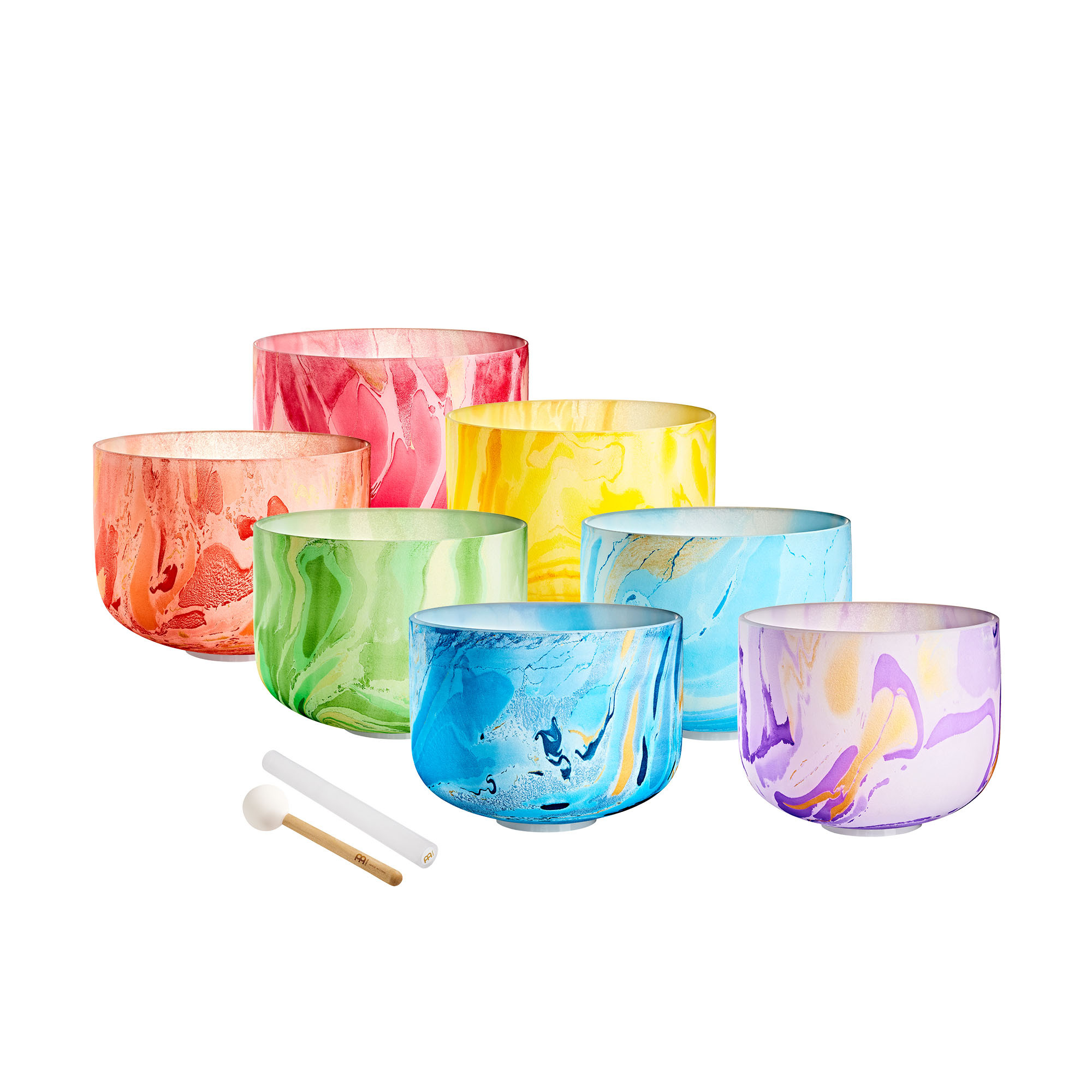 Marble Crystal Singing Bowl Chakra Set - 7 teilig