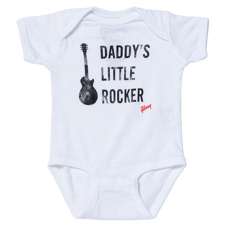 Daddy's Little Rocker Les Paul Onesie (White) 3/6 Monate