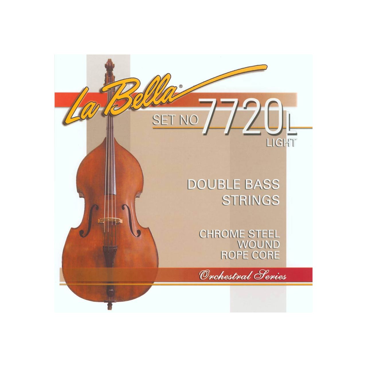 La Bella Professional double bass string set, rope core, chrome steel flatwound, light tension