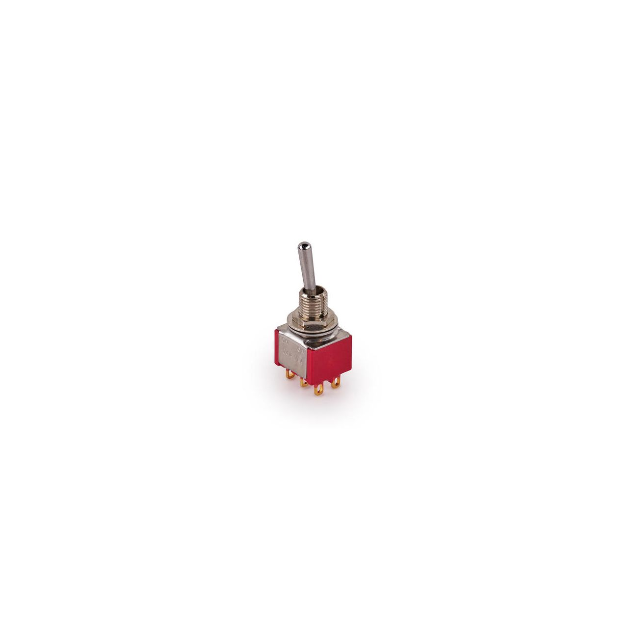 Mini Toggle Switch, Long, Solder Lugs, ON/ON, DPDT - Chrome 