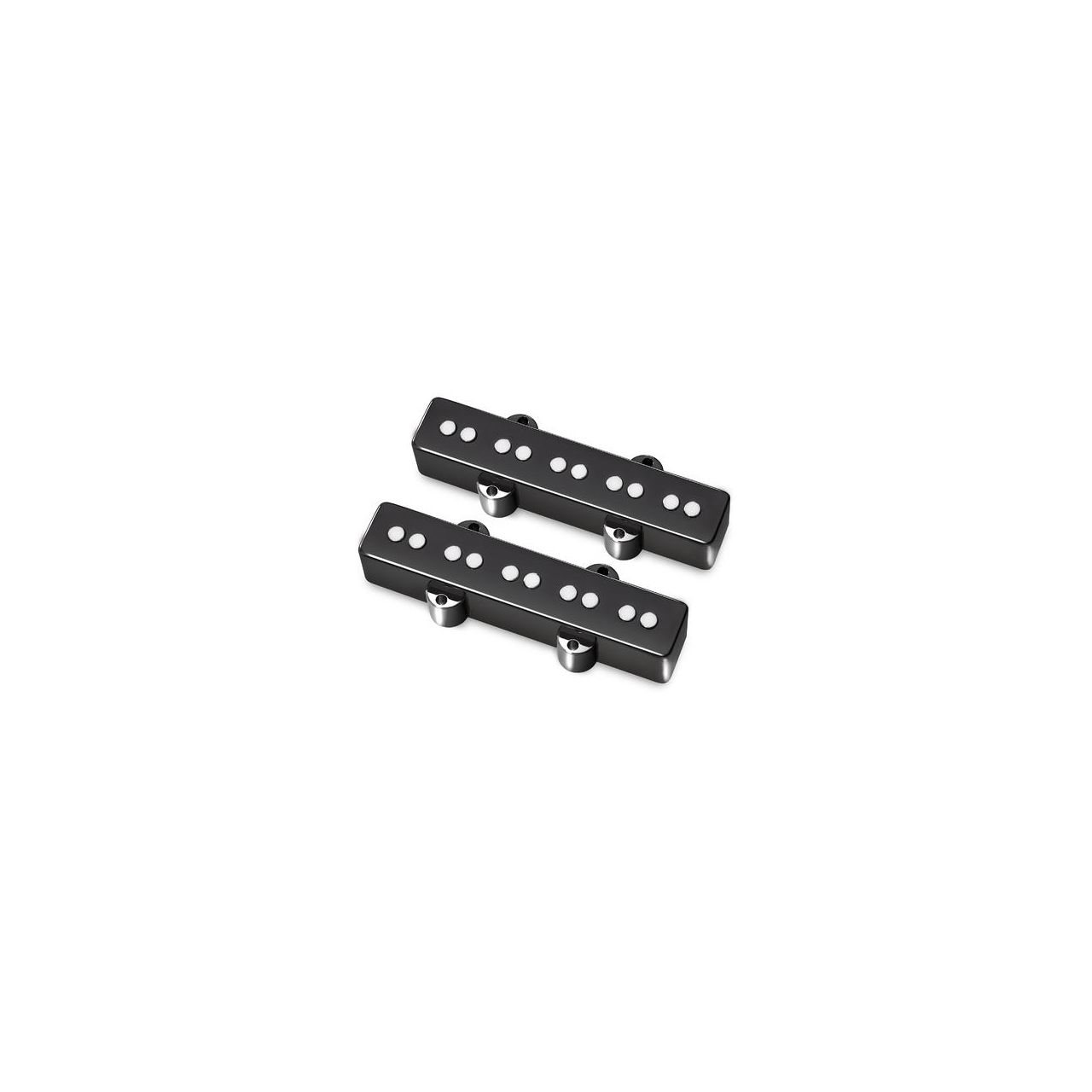 Passive J/J-Style Bass Pickup Set, Metal Cover, Open Pole Pieces, 5-String - Black Chrome 