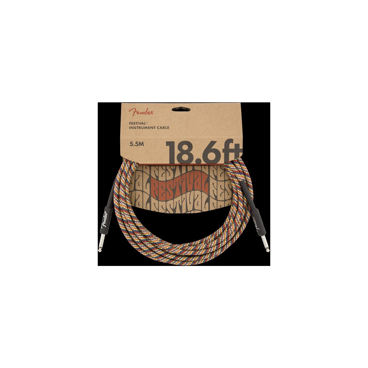 18.6' Festival Instrument Cable, Pure Hemp, Rainbow