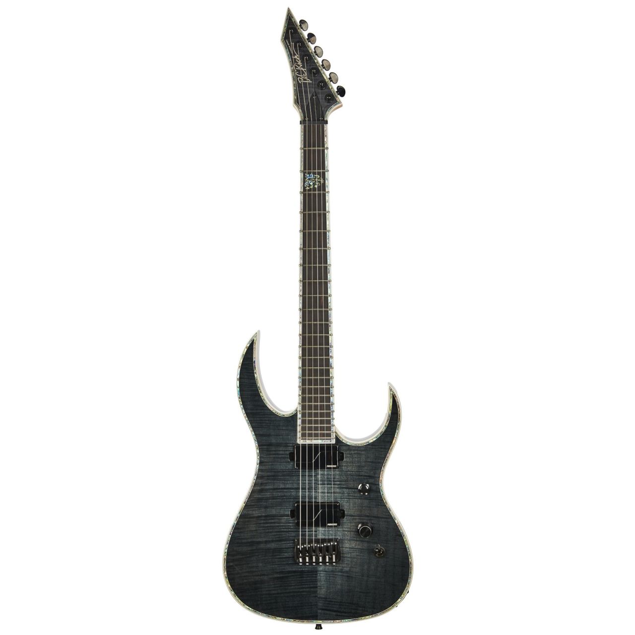 Shredzilla Extreme Exotic with Hipshot Bridge - Flamed Maple Top, Trans Black