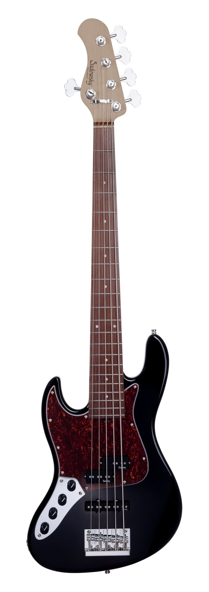 MetroExpress 21-Fret Hybrid P/J Bass, Morado Fingerboard, Lefthand, 5-String - Solid Black High Poli