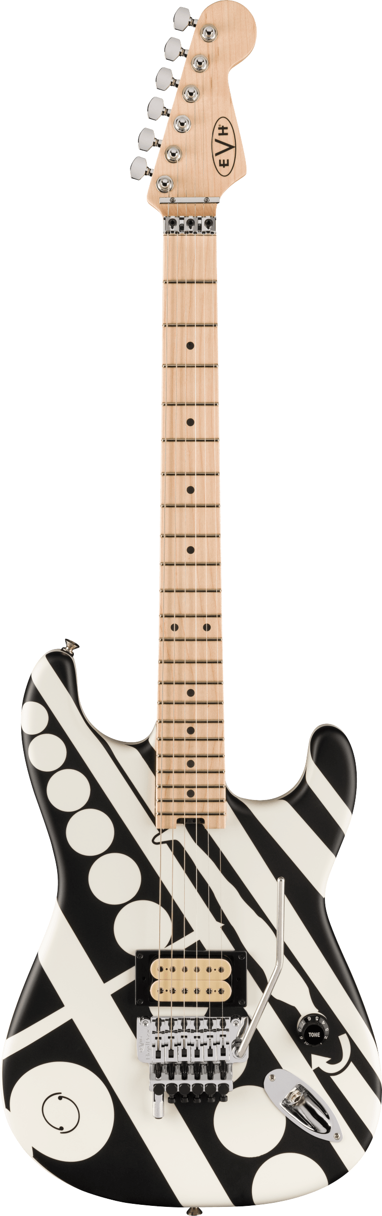 Striped Series Circles, Maple Fingerboard, White and Black