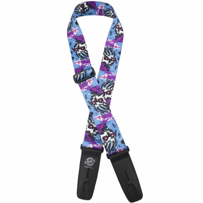 Strap 2" Poly Plush (LIS 105-S46), Blue/Violet Skull